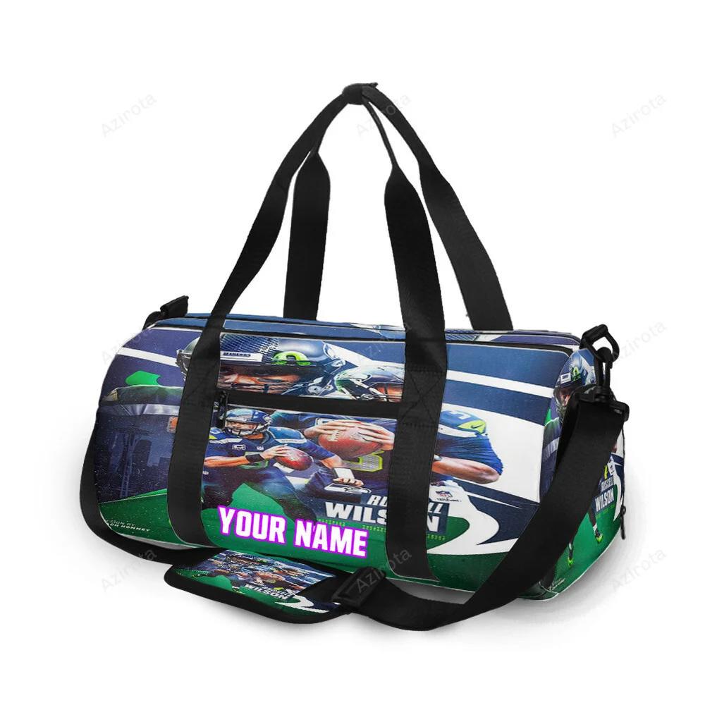 Seattle seahawks russell wilson6 personalized name travel bag gym bag 774 Travel Bag