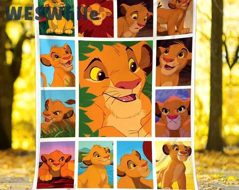 Simba lion king fleece blanket, lion king throw blanket for couch sofa, christmas gift Quilt Blanket