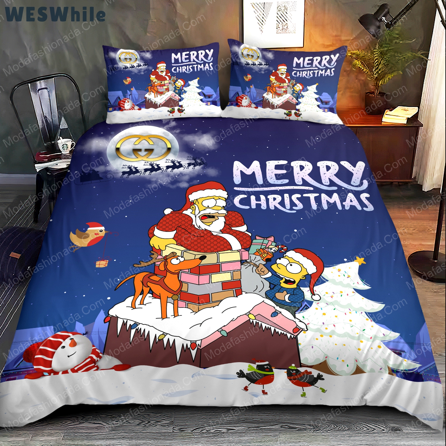 Simpson family gucci merry christmas bedding sets home decoration Bedding Sets