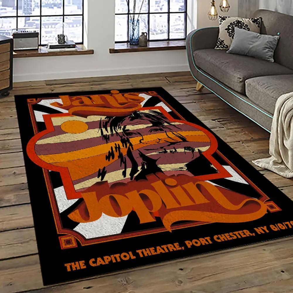 Singer janis joplin music carpet rectangle area rug for living room bedroom decor jj15 Rectangle Rug