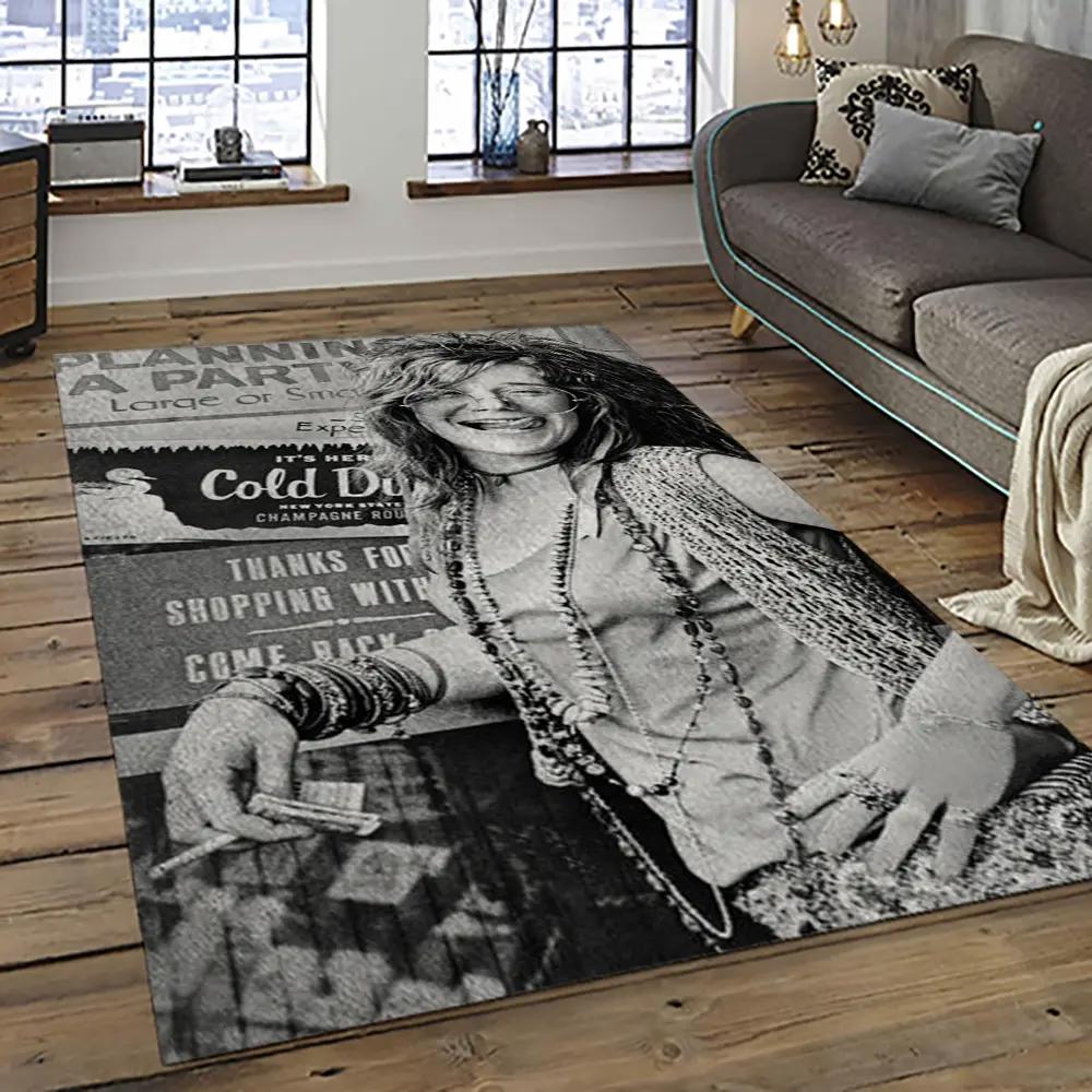 Singer janis joplin music carpet rectangle area rug for living room bedroom decor jj22 Rectangle Rug