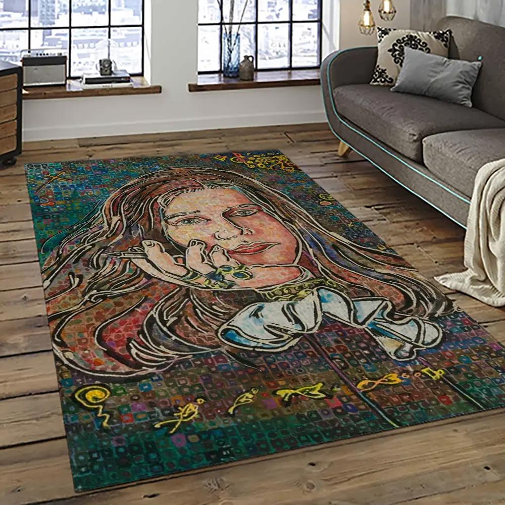 Singer janis joplin music carpet rectangle area rug for living room bedroom decor jj29 Rectangle Rug