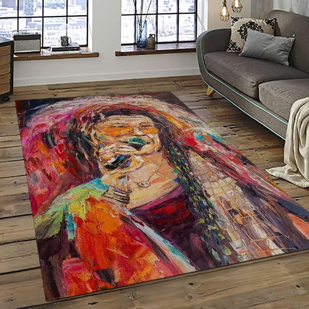 Singer janis joplin music carpet rectangle area rug for living room bedroom decor jj38 Rectangle Rug