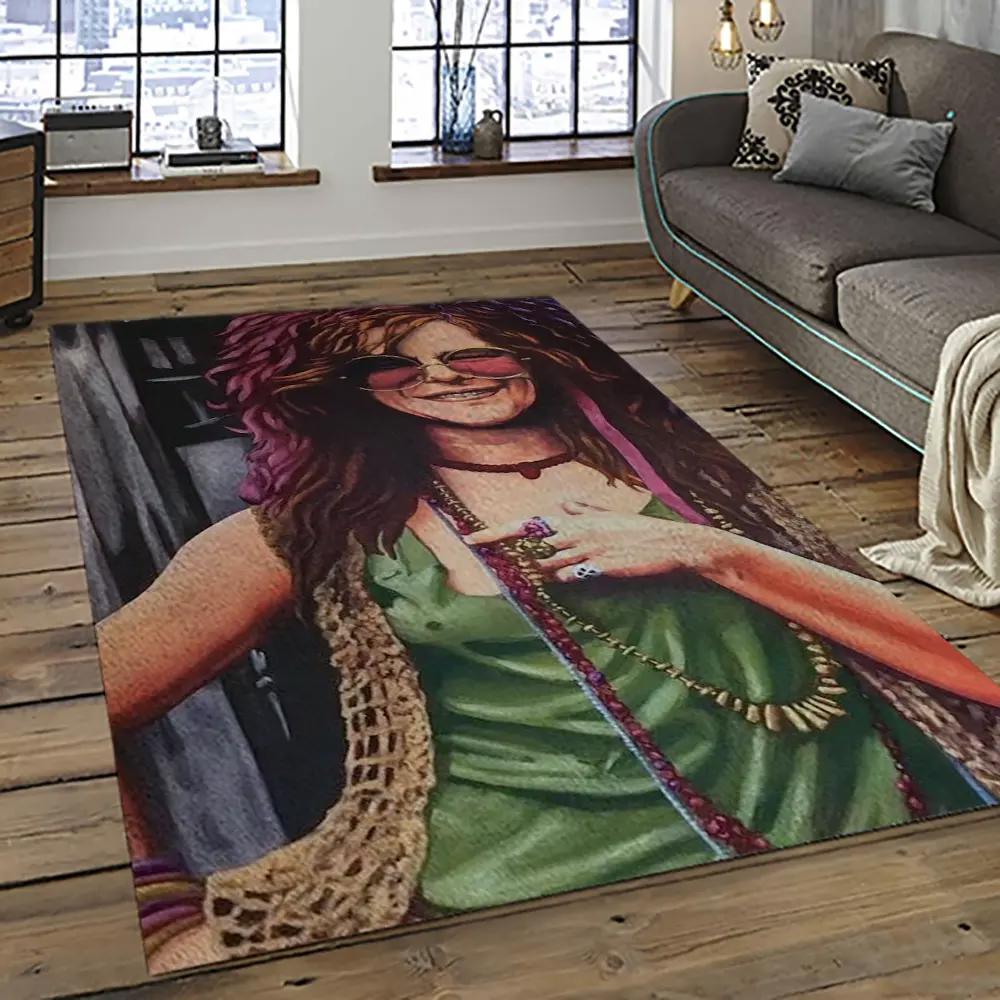 Singer janis joplin music carpet rectangle area rug for living room bedroom decor jj41 Rectangle Rug
