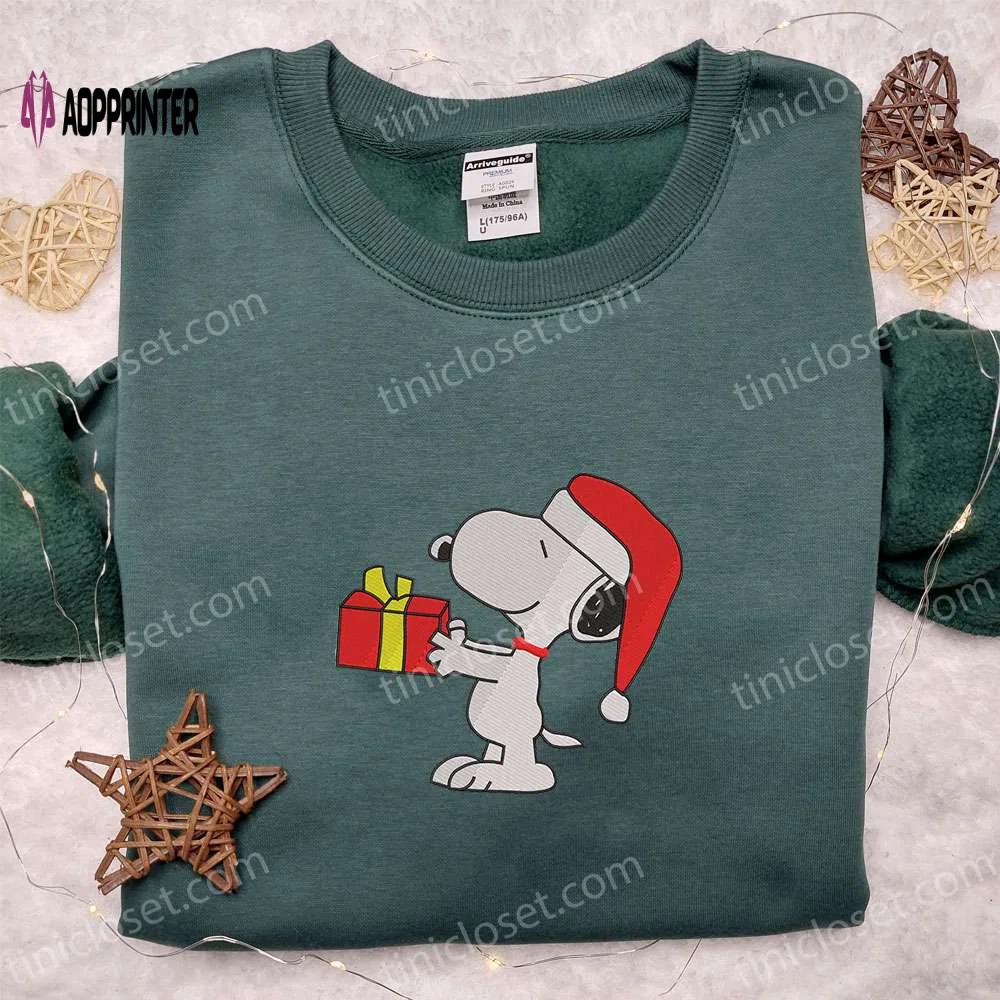 Snoopy christmas gift shirt & peanuts cartoon hoodie: best family gifts Embroidered Shirt