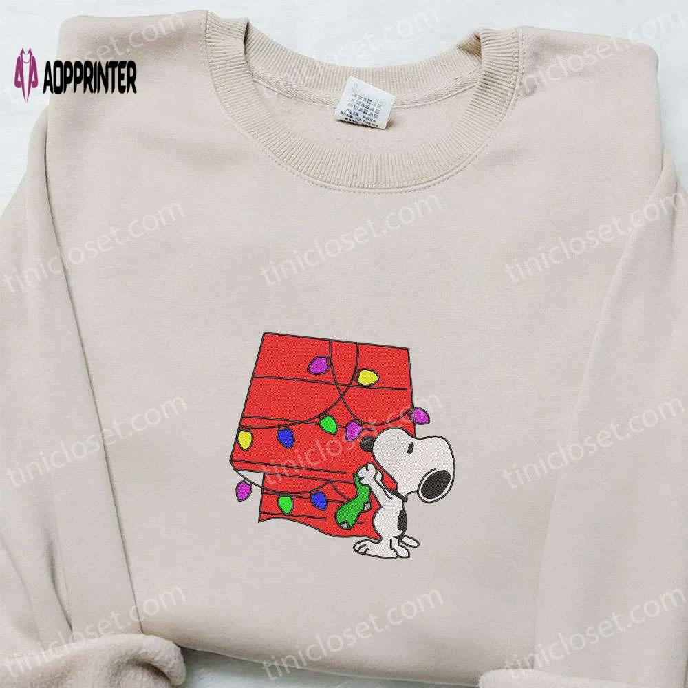 Snoopy christmas house shirt & peanuts cartoon hoodie: best family christmas gifts Embroidered Shirt