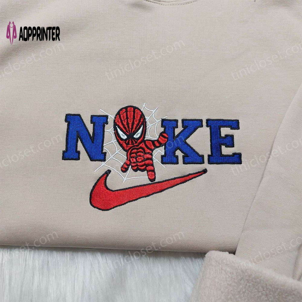 Spiderman nike embroidered shirt custom hoodie & marvel sweatshirt – stand out in style! Embroidered Shirt