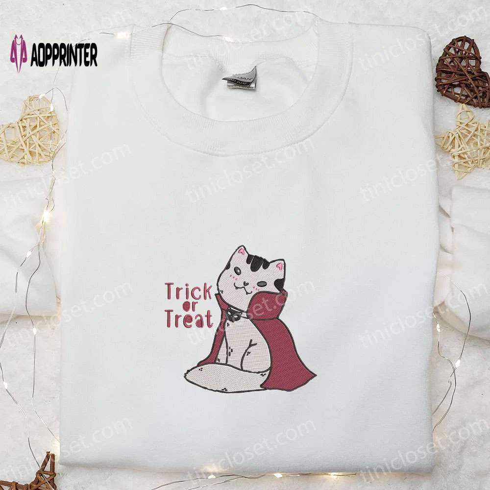Spook-tacular cat vampire costume trick or treat embroidered shirt: best halloween gifts Embroidered Shirt