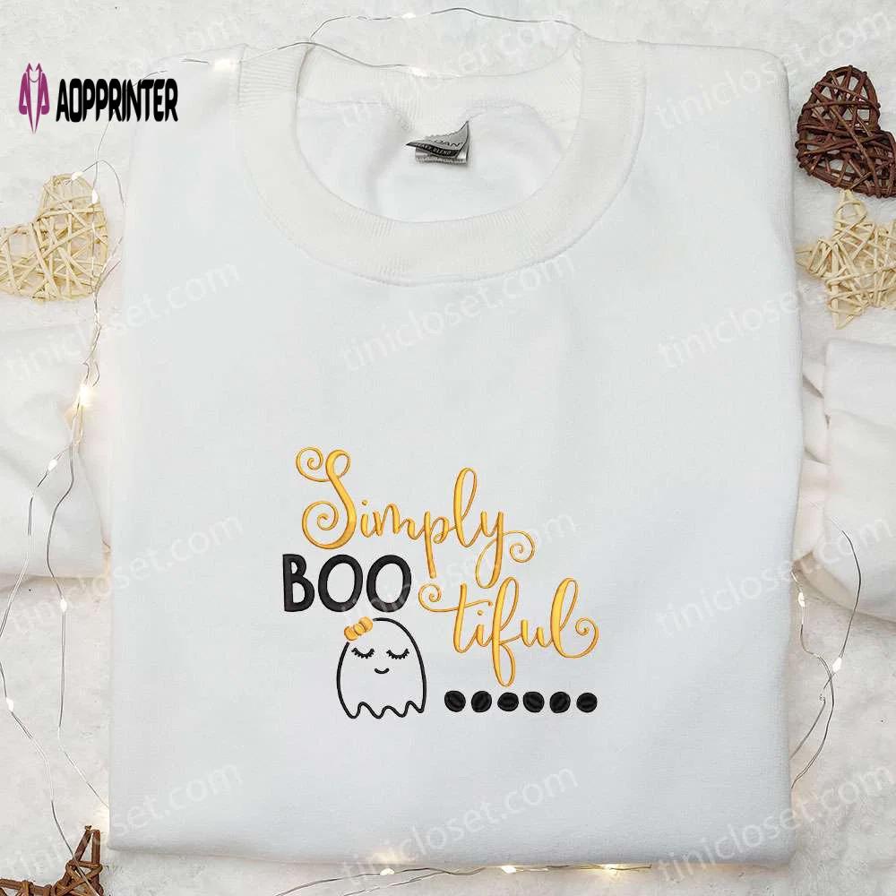 Spook-tacular halloween ghost shirt hoodie & tee – simply bootiful adorable & amazing embroidered collection Embroidered Shirt
