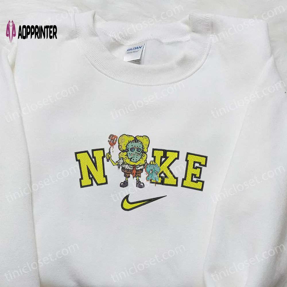Spooktacular nike x spongebob halloween embroidered sweatshirt cartoon hoodie & adorable t-shirt Embroidered Shirt