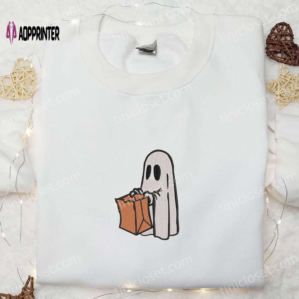 Spooky ghost box embroidered sweatshirt: halloween shirt & best gift idea Embroidered Shirt