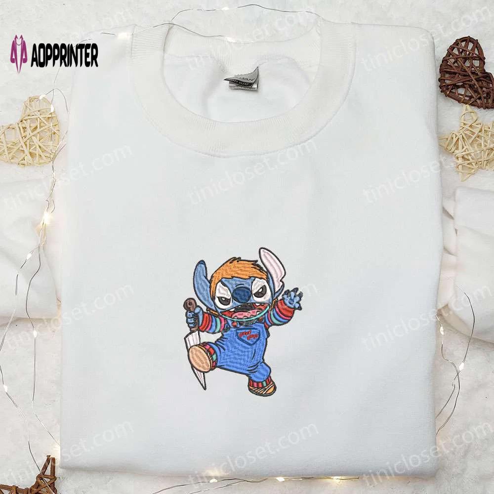 Spooky halloween chucky stitch embroidered sweatshirt disney shirt funny t-shirt Embroidered Shirt
