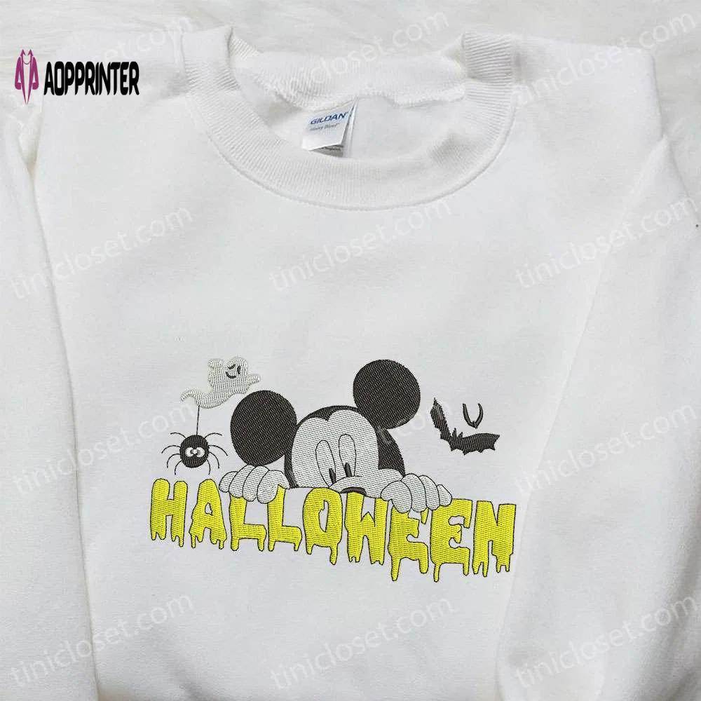 Spooky halloween mickey embroidered shirt disney sweatshirt & hoodie – adorable & stylish! Embroidered Shirt
