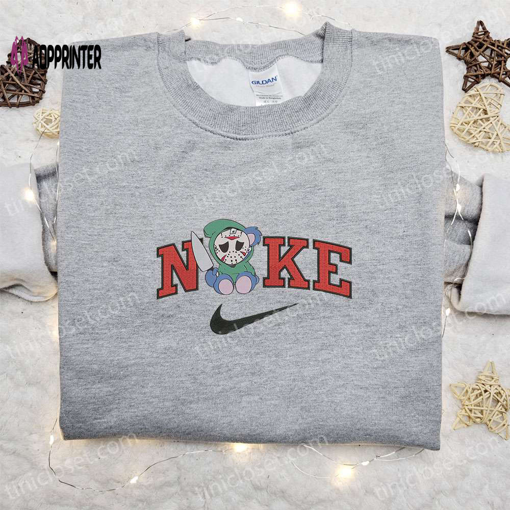 Stitch jason vooher x nike halloween embroidered sweatshirt – scary movie shirt best halloween gift Embroidered Shirt