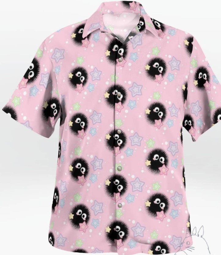 Studio ghibli susuwatari button up shirt pink Hawaii Shirt Shorts & Flip Flops