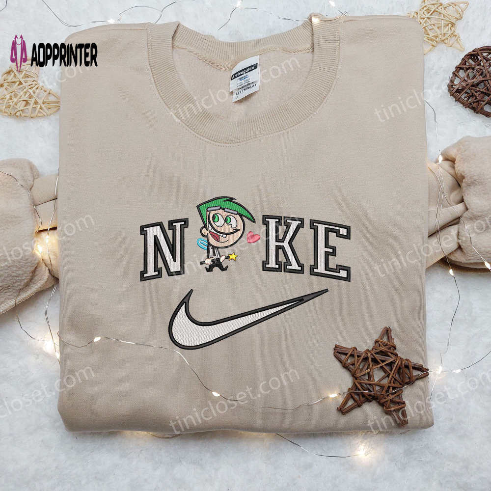 Stylish nike x cosmo & fairly odd parents embroidered shirts: customizable options Embroidered Shirt