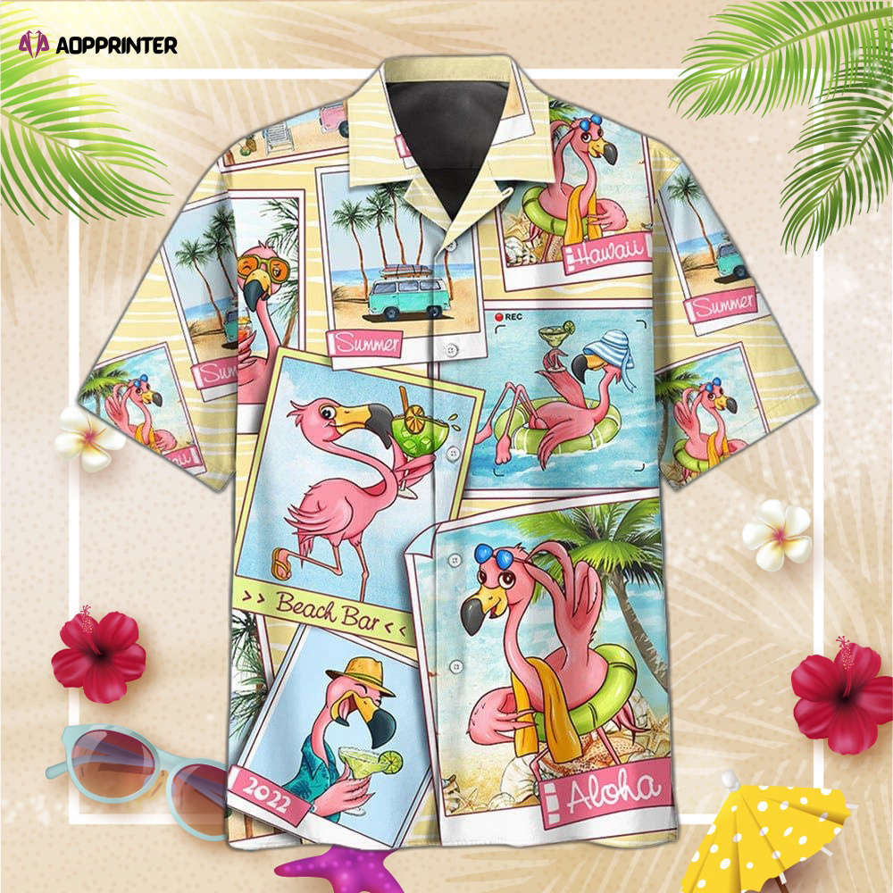 Summer flamingo polaroid photos hawaiian shirt, gift for men and women Hawaii Shirt