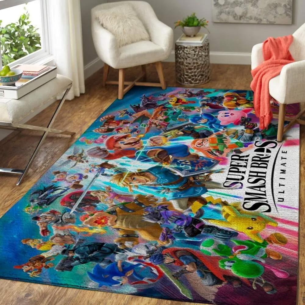 Super smash bros. ultimate area rug gaming carpet gamer living room rugs rug regtangle carpet floor decor home decor v6637 Rectangle Rug