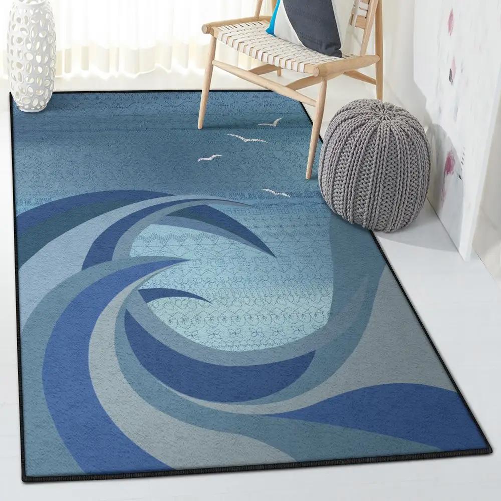 Surf modern rugs, waves rug Rectangle Rug