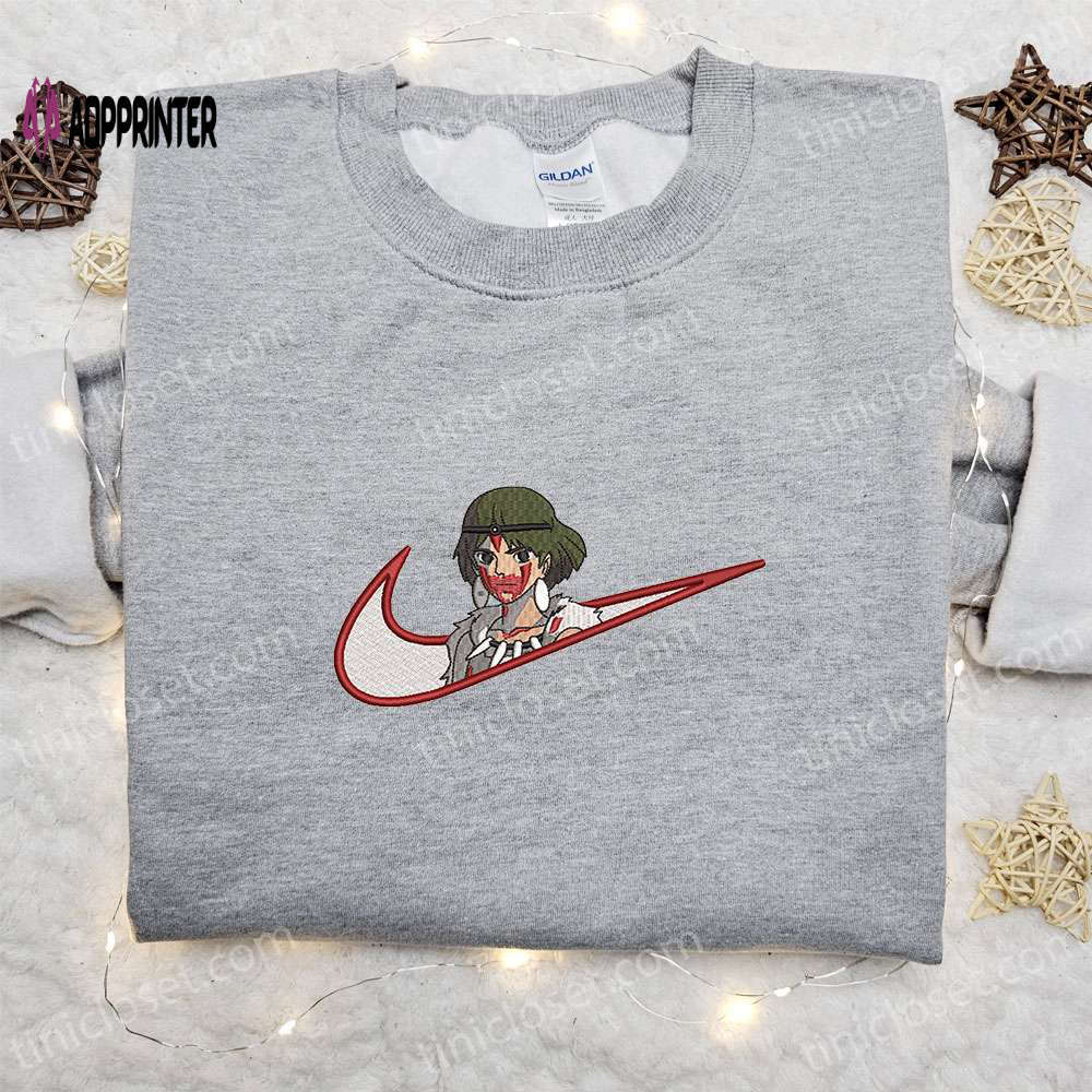 Swoosh x san anime sweatshirt princess mononoke shirt nike-inspired t-shirt Embroidered Shirt