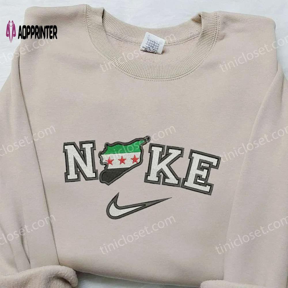 Syria map x nike: embroidered sweatshirt national flag & inspired shirt Embroidered Shirt