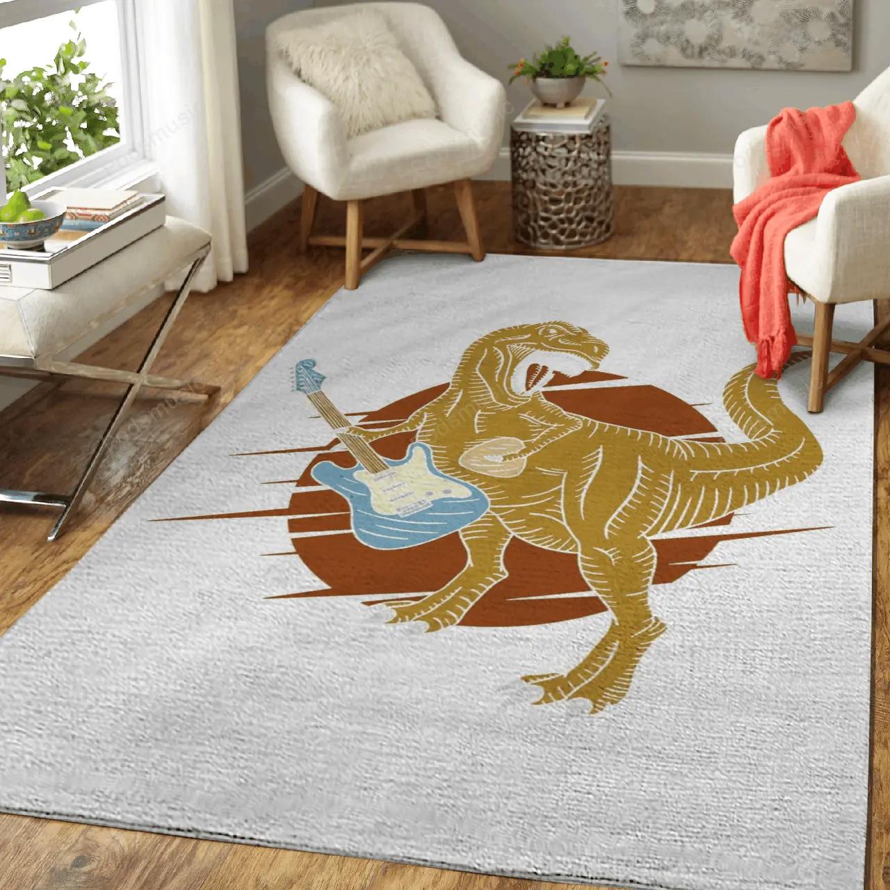 T rex music guitar music art for fans area rug living room carpet rug regtangle carpet floor decor home decor Rectangle Rug