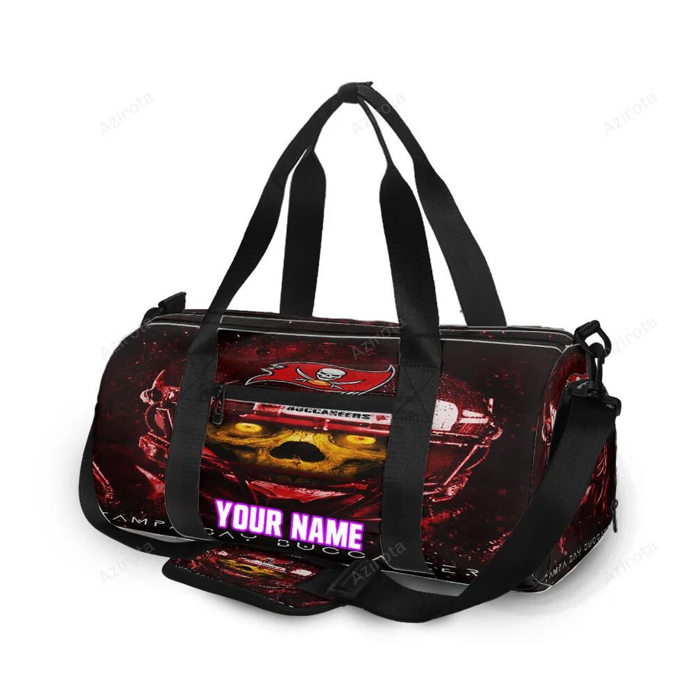 Tampa bay buccaneers skull v3 personalized name travel bag gym bag 2481 Travel Bag