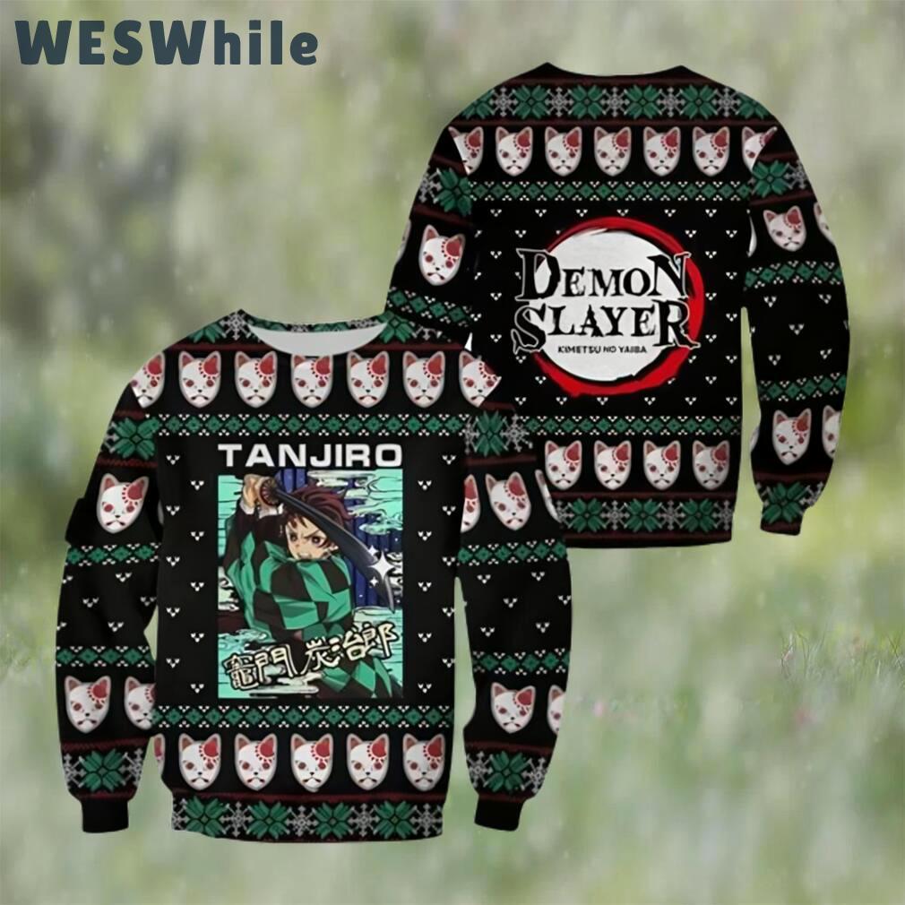 Tanjiro kamado ugly christmas sweater demon slayer anime xmas Christmas Ugly Sweater