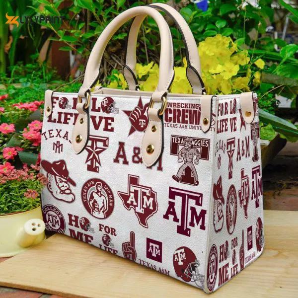 Texas a&m aggies leather handbag gift for women 4249 Women Leather Hand Bag