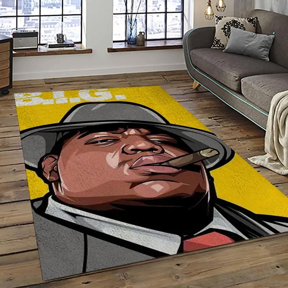 The notorious b.i.g. rapper hiphop music rap carpet area rug home decor gift for fans gift for friends big2 Rectangle Rug