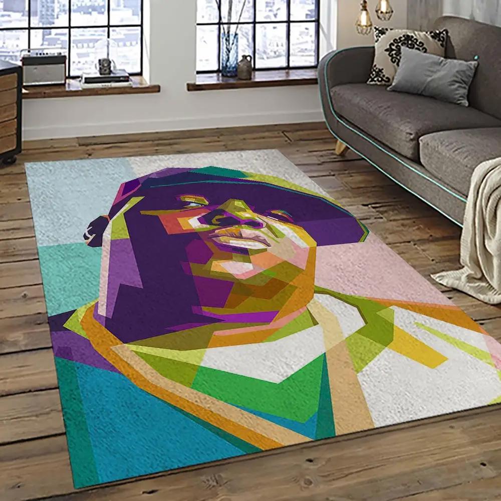 The notorious b.i.g. rapper hiphop music rap carpet area rug home decor gift for fans gift for friends big25 Rectangle Rug