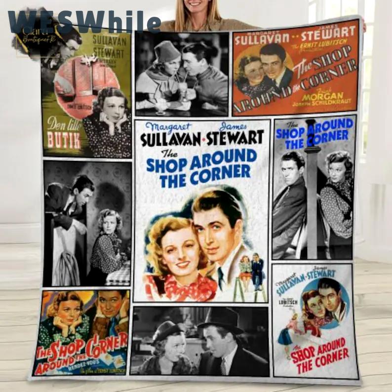 The shop around corner vintage 90s christmas funny movie fleece blanket, mink sherpa blanket, romantic comedy quilt, christmas gift Quilt Blanket