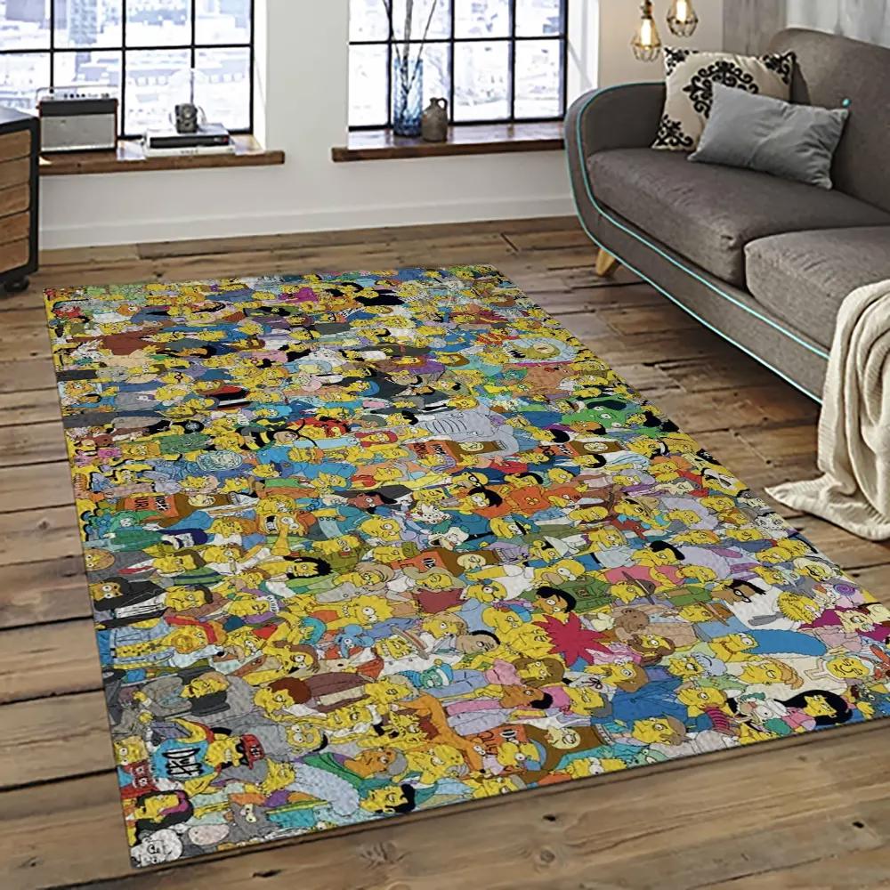 The simpsons characters cartoon movie carpet rectangle area rug for living room bedroom decor tss47 Rectangle Rug