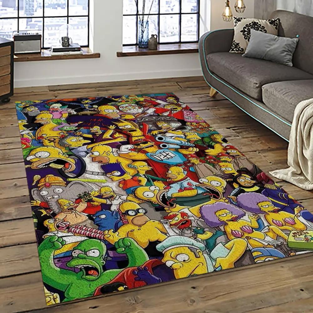 The simpsons characters cartoon movie carpet rectangle area rug for living room bedroom decor tss56 Rectangle Rug