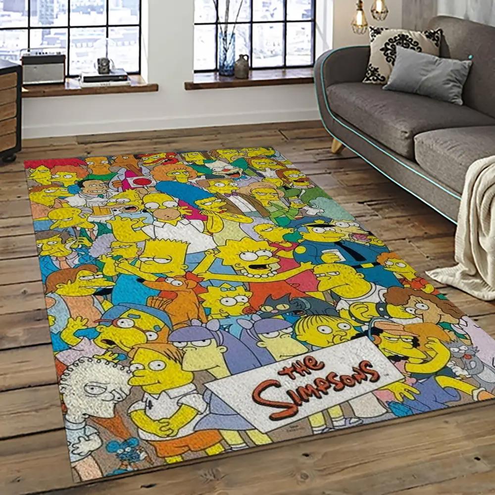 The simpsons characters cartoon movie carpet rectangle area rug for living room bedroom decor tss63 Rectangle Rug