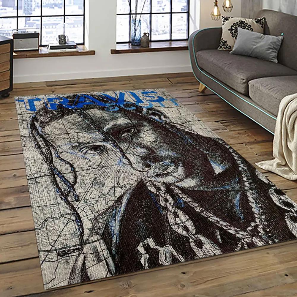 Travis scott rapper hiphop music retangle carpet area rug home decor best gift for fan and friends tst35 Rectangle Rug