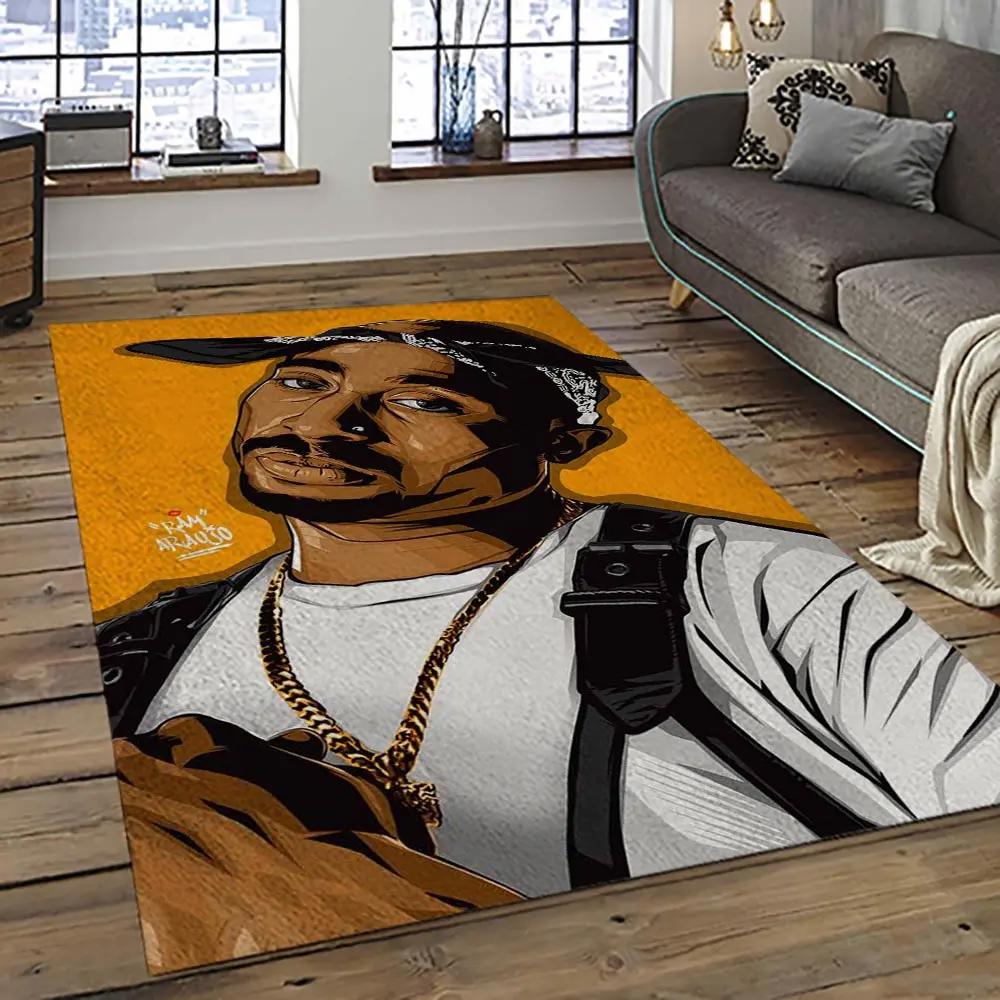 Tupac shakur rapper hiphop music rap carpet area rug home decor gift for fans gift for friends ts47 Rectangle Rug