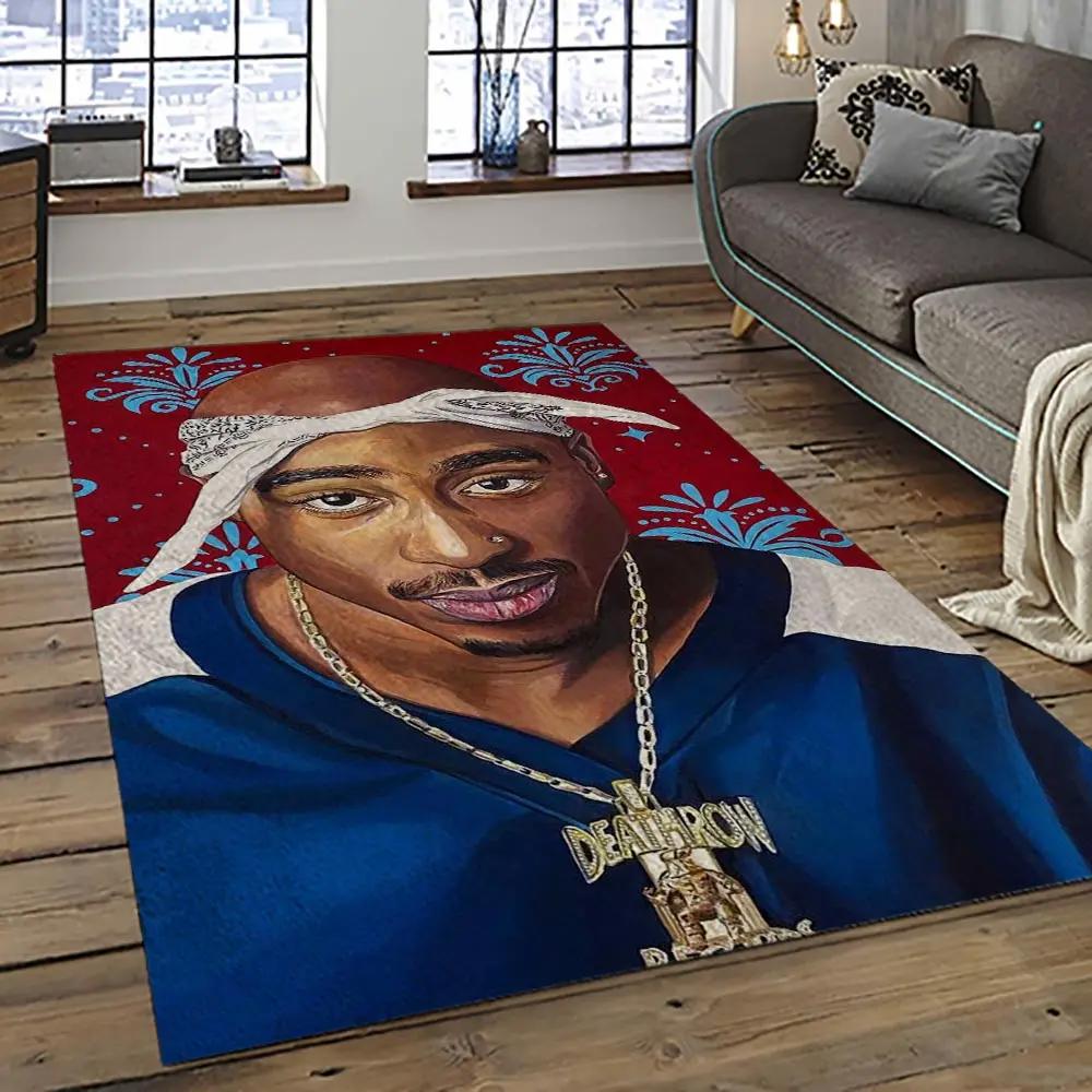 Tupac shakur rapper hiphop music rap carpet area rug home decor gift for fans gift for friends ts52 Rectangle Rug