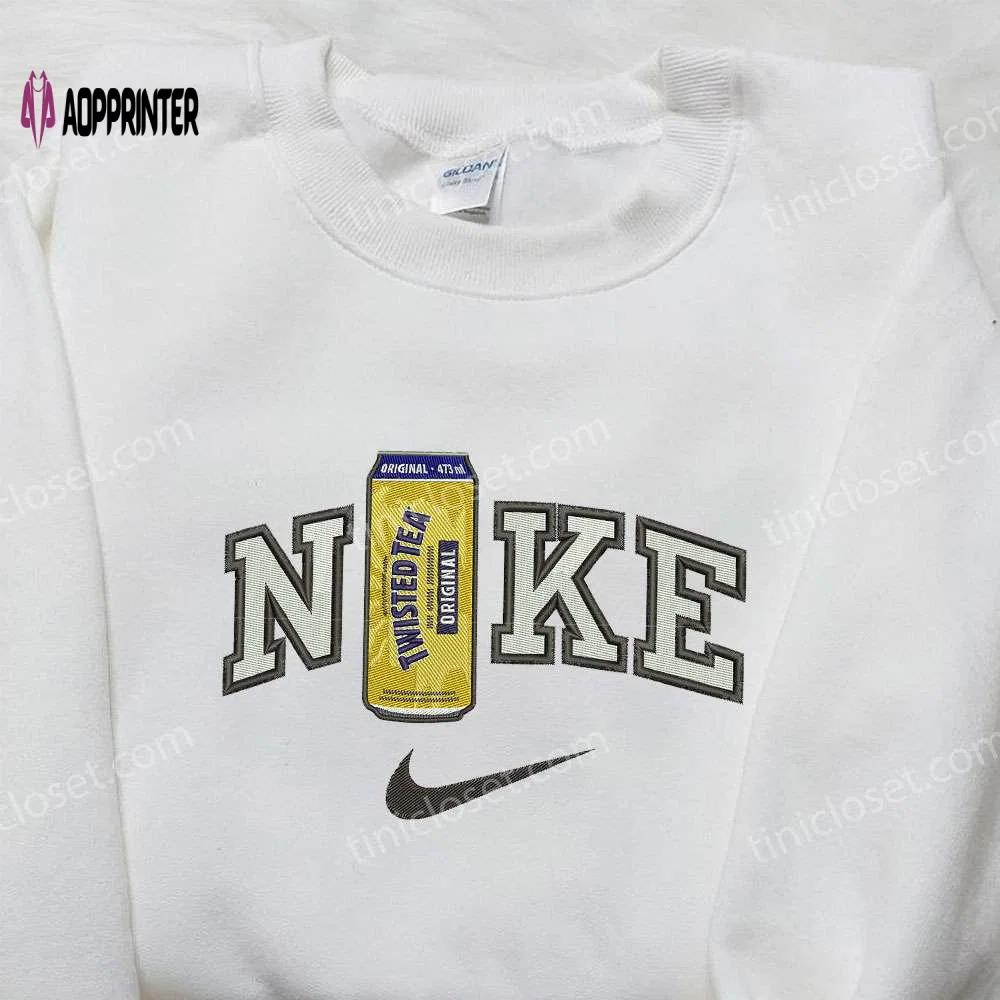 Twisted tea x nike embroidered hoodie & favorite food shirt nike inspired embroidered shirt Embroidered Shirt