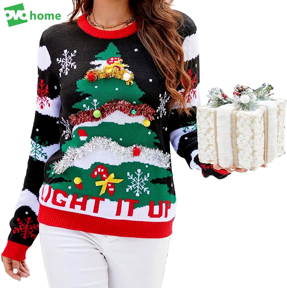 Ugly christmas sweaters for women 2023 christmas sweatshirt christmas tree snowflake christmas shirts christmas outfits holiday