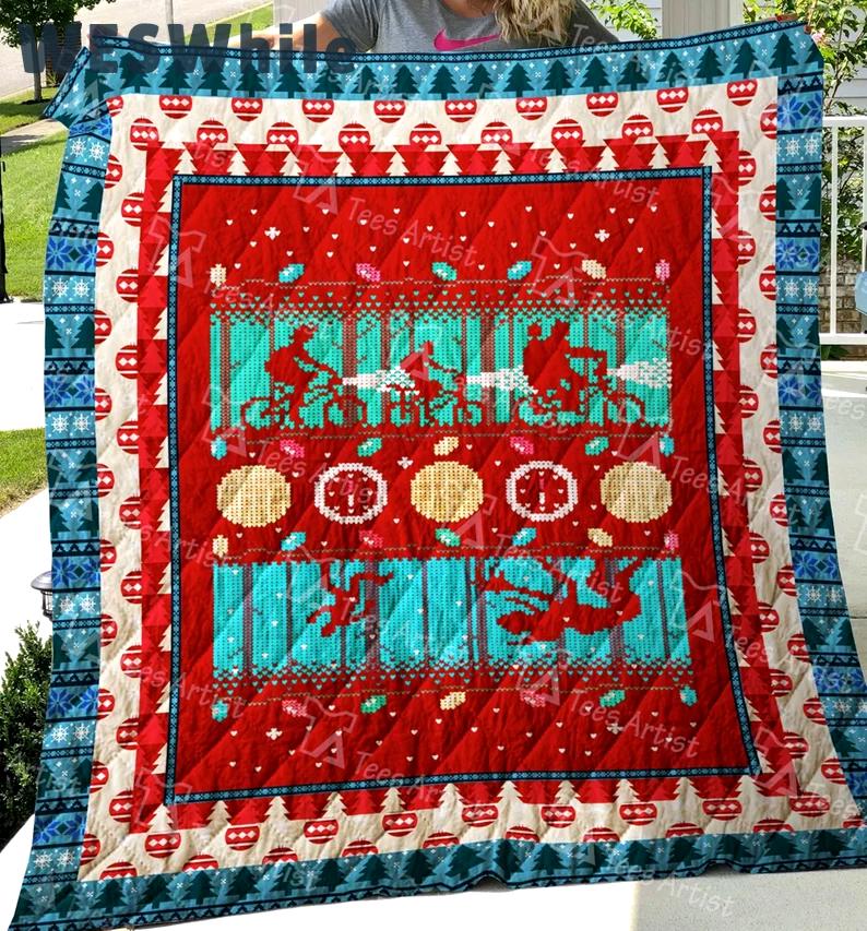 Upside down fleece blanket, stranger christmas fleece blanket, couch sofa blanket, birthday gifts Quilt Blanket