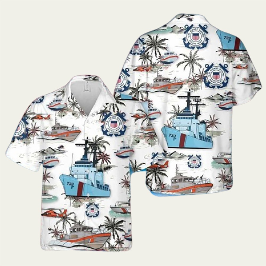 Us coast guard floral hawaiian shirt Hawaii Shirt Shorts & Flip Flops