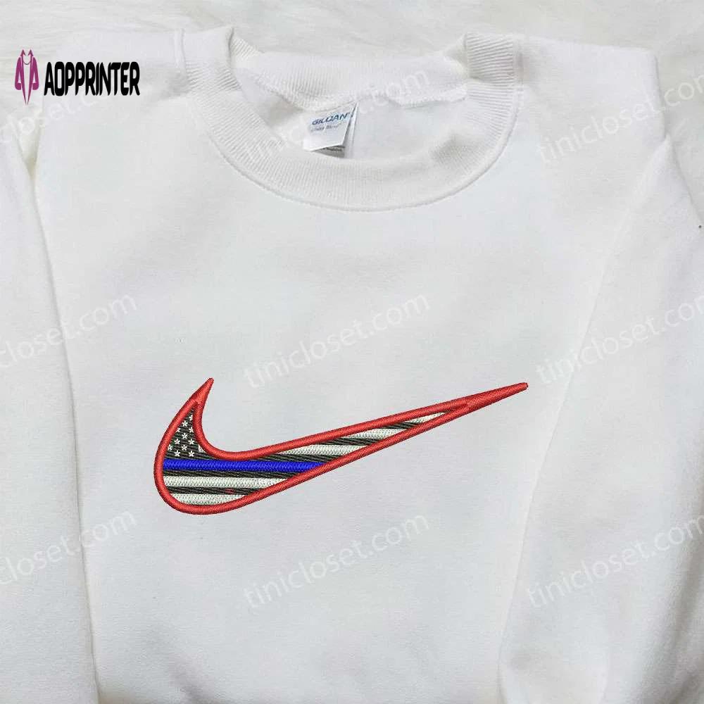 Usa flag x nike embroidered shirt: custom gift for husband limited edition nike embroidery Embroidered Shirt