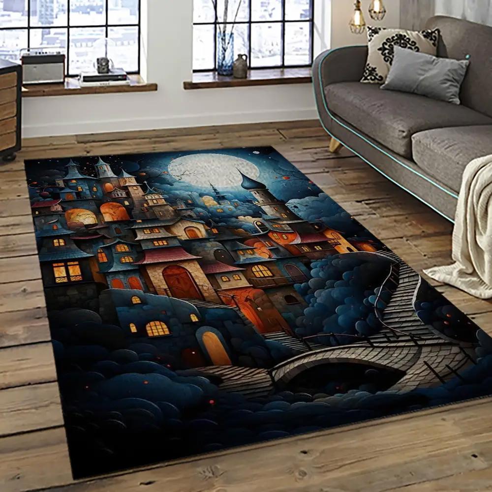 Van gogh starry night harry potter cartoon movie carpet rectangle area rug for room decor vhp8 Rectangle Rug
