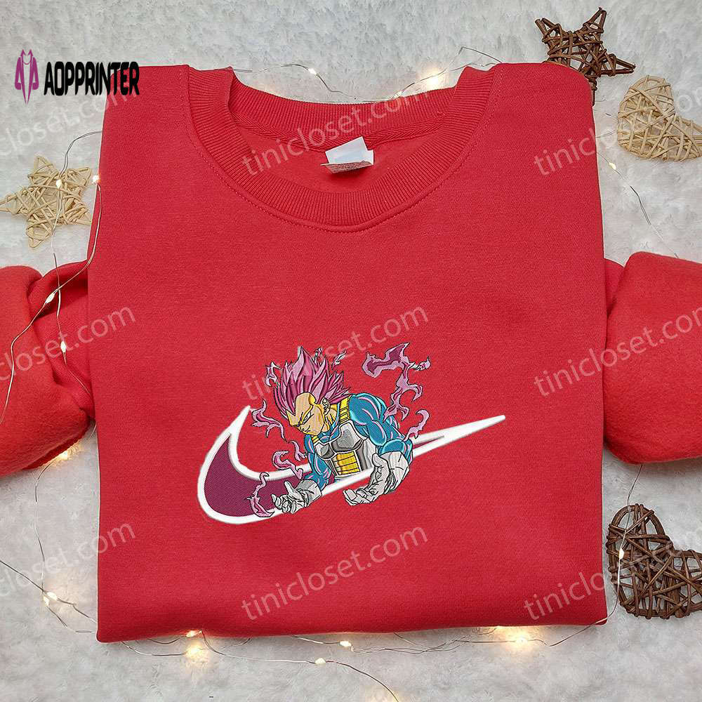 Vegeta x nike swoosh anime hoodie dragon ball shirt nike inspired embroidery Embroidered Shirt