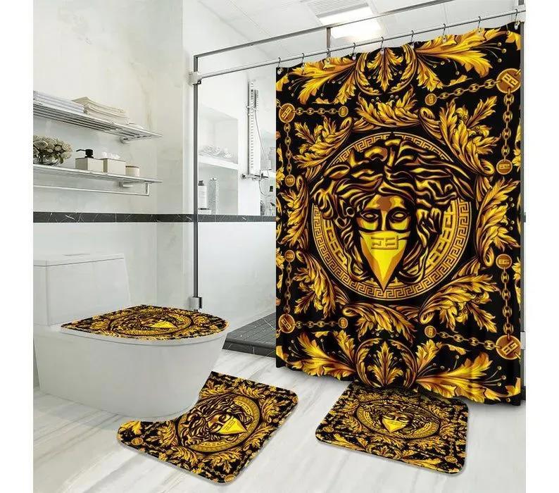 Versace medusa golden fashion logo limited luxury brand bathroom set home decor Bathroom Set