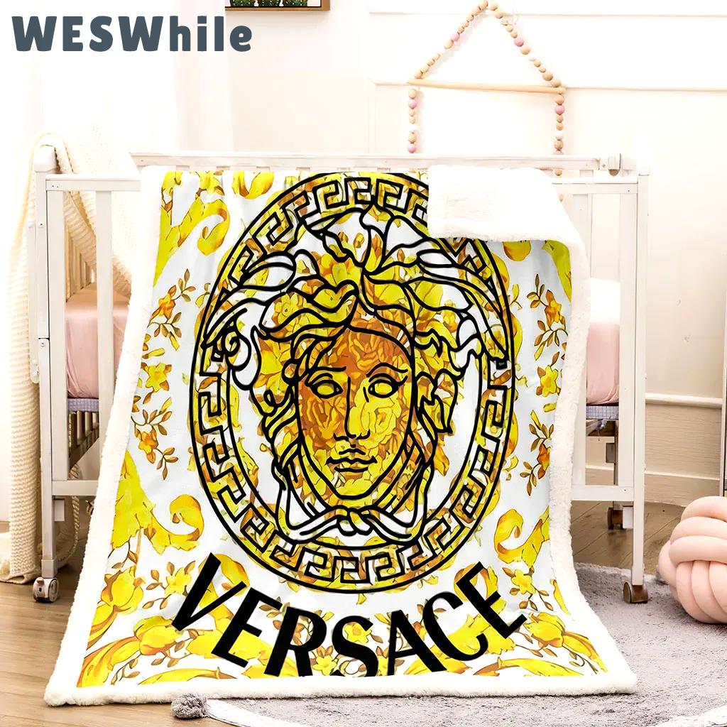 Versace medusa golden luxury brand premium blanket fleece home decor 15 Blanket Fleece