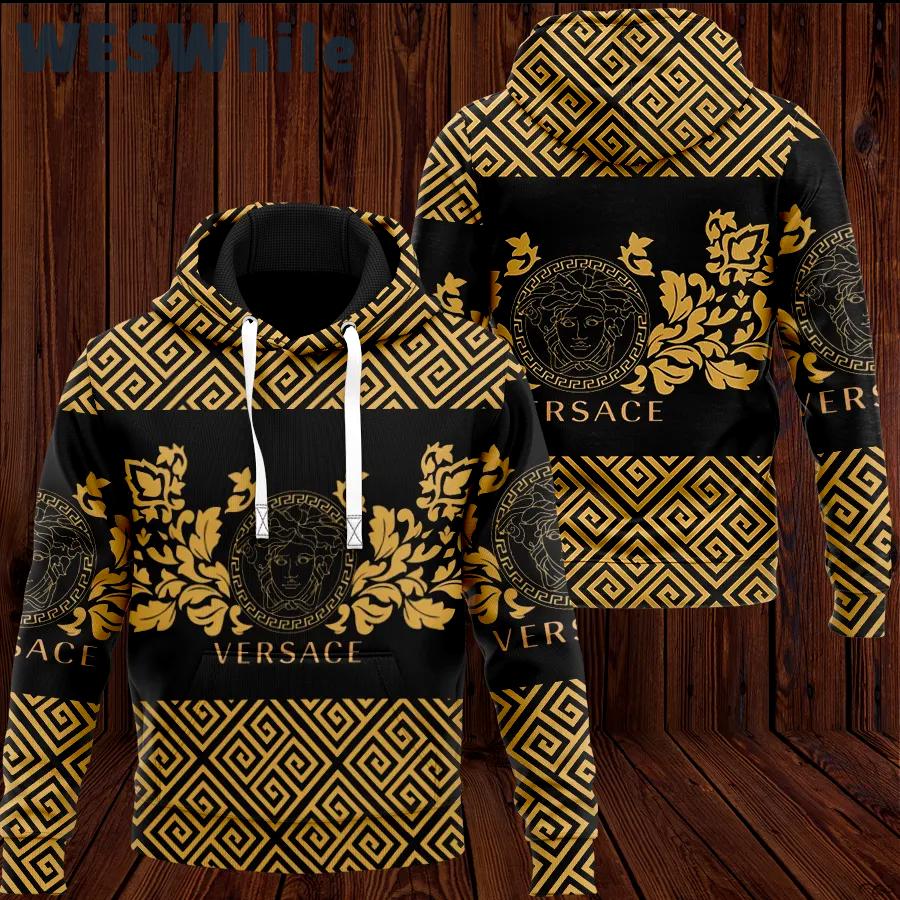 Versace medusa pattern luxury unisex hoodie luxury brand outfit for men women Hoodie 3D