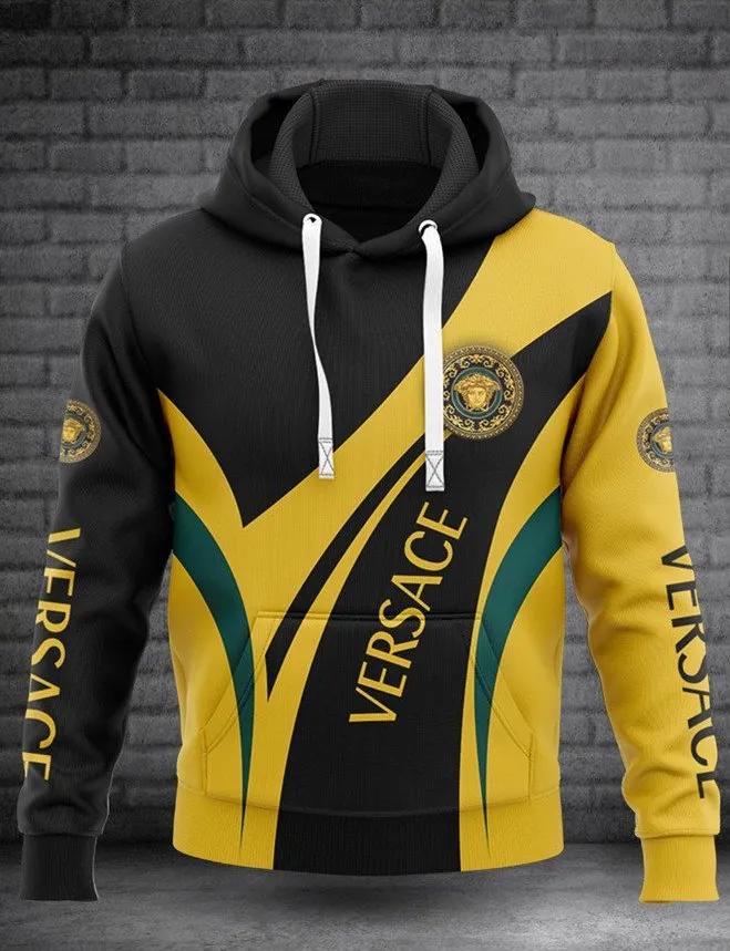 Versace yellow black luxury unisex premium hoodie luxury brand outfit for men women Hoodie 3D