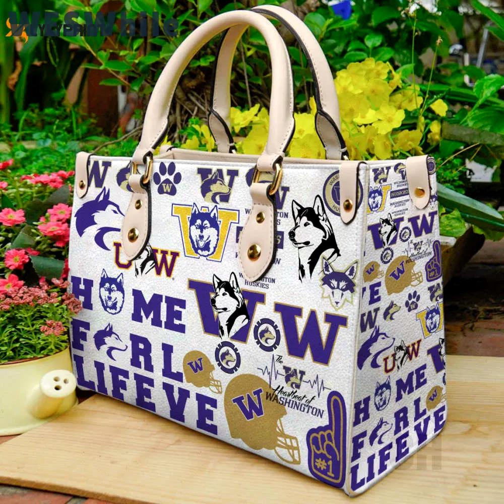 Washington huskies leather handbag gift for women 4312 Women Leather Hand Bag